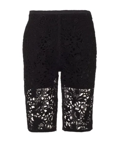 Valentino Guipure Lace Shorts In Black