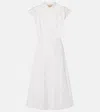 Valentino Broderie Anglaise-trimmed Cotton-poplin Midi Dress In White