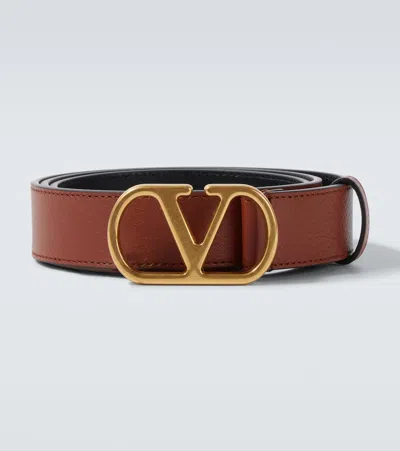 Valentino Garavani Vlogo Signature Reversible Belt In Moose Print Calfskin 40 Mm In Brown