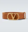 Valentino Adjustable Debossed Punched Holes Embossed Belts In Braun