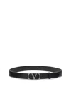 Valentino Garavani Vlogo Signature Belt In Shiny Calfskin 30 Mm In Black