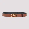 Valentino Leather Belt With Adjustable Length And Reversible In Brown