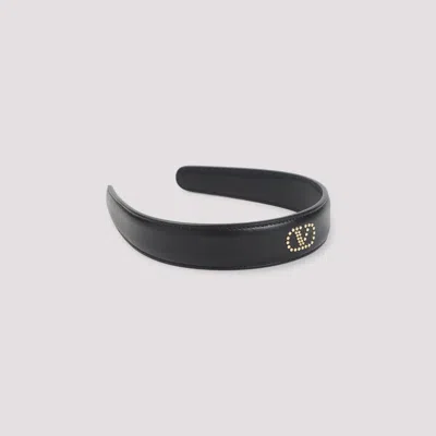 Valentino Garavani Leather Hair Band Mini-studs In Black