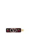 Valentino Garavani Crystal-embellished Vlogo Hair Clip In Brown