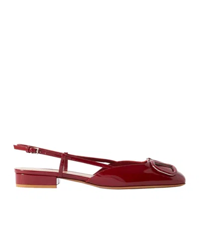 VALENTINO GARAVANI VALENTINO VLOGO SIGNATURE SQUARE TOE SLINGBACK FLATS