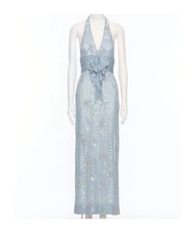 Valentino Halter Neck Dress In Blue