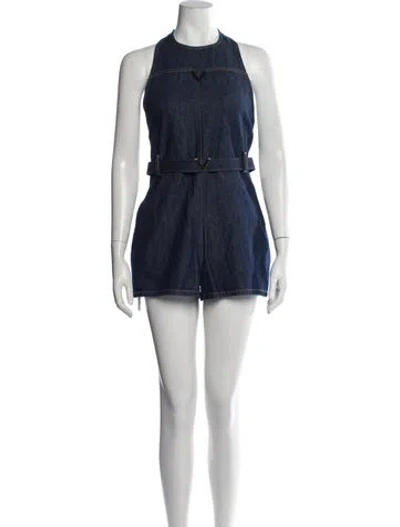 Pre-owned Valentino Halterneck Romper In Blue