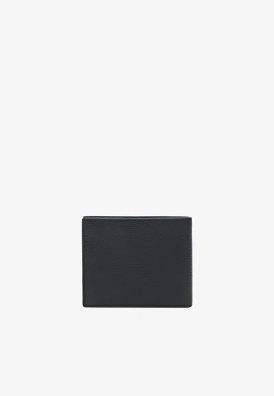 Valentino Garavani Hammered Leather Bifold Wallet In Black