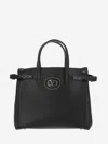 Valentino Borsa Tote In Pelle Nera Con Manici E Tracolla In Black