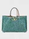 Valentino Structured Raffia Tote Bag With Adjustable Strap In Green