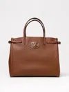 Valentino Garavani  Tobacco Leather Small Antibes Tote Bag In Brown