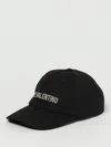 Valentino Chez  Cotton Baseball Cap With Embroidery In Brown