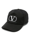 Valentino Garavani Black Baseball Cap With Embroidered V Logo On Front In Cotton Man