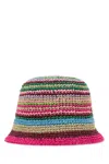 Valentino Multicolor Raffia Bucket Hat In Multicoloured
