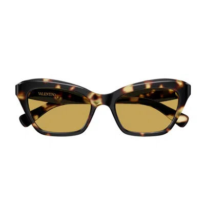 Valentino Havana Linea V Logo Recycled Acetate Cat-eye Sunglasses In Brown
