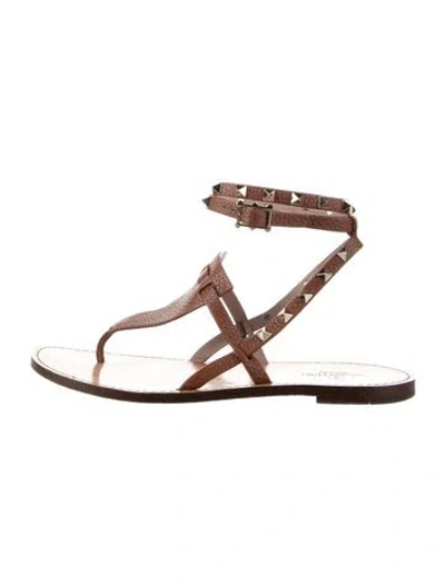 Pre-owned Valentino Garavani Haymarket Check Pattern Leather Gladiator Sandals In Brown
