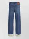Valentino Heart Court Straight Jeans With Embroidered Hem In Blue