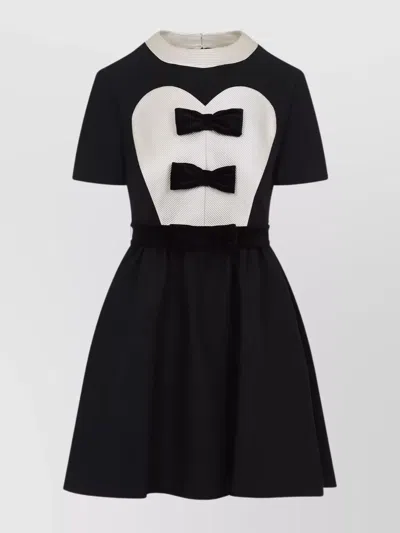 VALENTINO HEART DETAIL WOOL SILK MINI DRESS