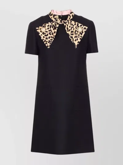 VALENTINO HEART EMBELLISHED LEOPARD PRINT MINI DRESS