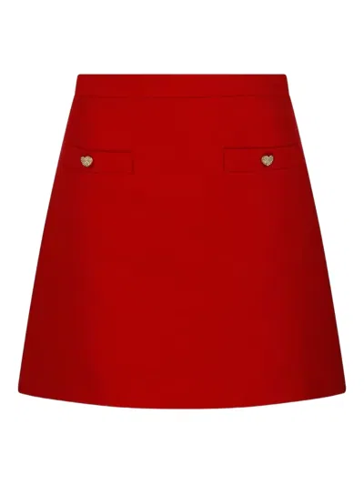 Valentino High Waist Skirt Heart-shaped Buttons In Red