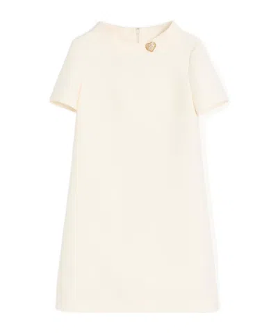 Valentino Heart Embellished Short-sleeved Dress In White