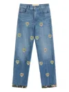 Valentino Straight Embroidered-detail Jeans In Blue
