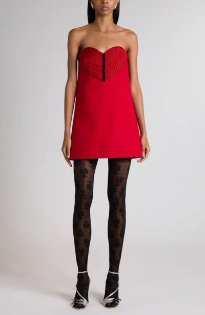 Valentino Embroidered Crepe Couture Short Dress Woman Paris 42 In Red
