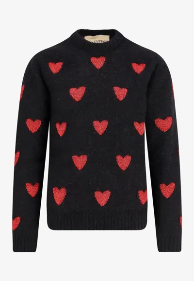VALENTINO HEART JACQUARD MOHAIR SWEATER