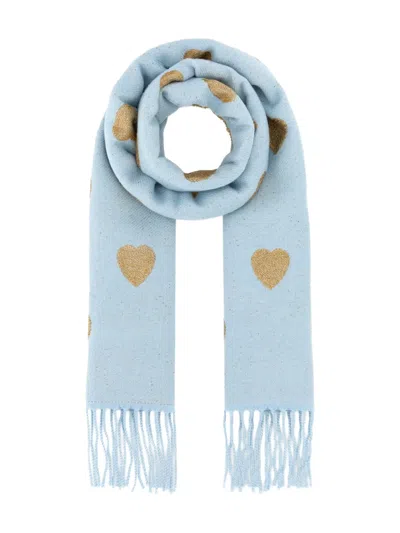 VALENTINO HEART-PATTERN FRINGED SCARF