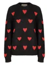 Valentino Jacquard Heart Mohair Blend Sweater In Black