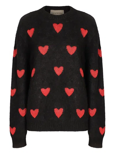 VALENTINO HEART-PATTERN RIBBED SWEATER
