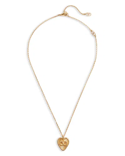 Valentino Garavani Heart Pendant Necklace, 21.7 In Gold