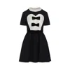 Valentino Double-bow Mini Dress In Wool In Black