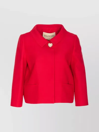 VALENTINO HEART-SHAPED EMBELLISHMENT JACKET JEWEL DETAIL