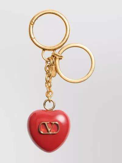 Valentino Garavani Heart-shaped Keyring Gold-tone Hardware In Nude