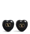 Valentino Black Enamel And Metal Coeur Royal Earrings In Black