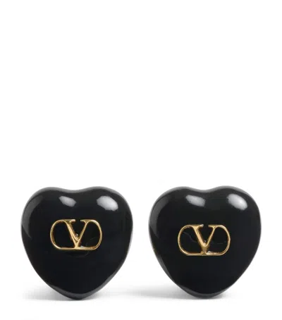 Valentino Garavani Heart Vlogo Clip-on Earrings In Gold