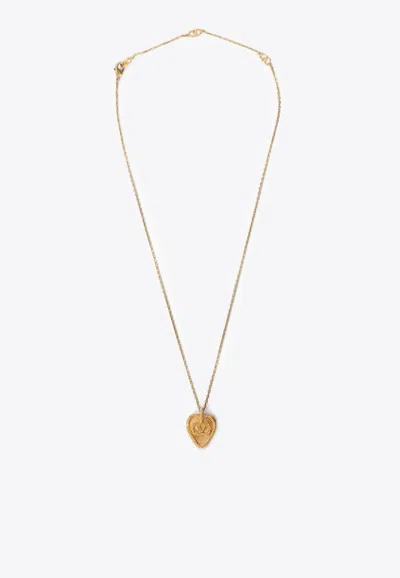Valentino Garavani Heart Vlogo Pendant Necklace In Metallic