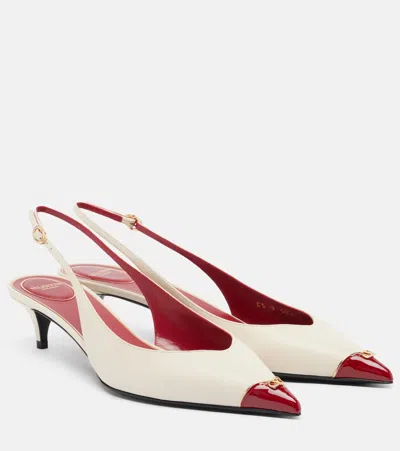 Valentino Garavani Heartip Leather Slingback Pumps In White