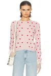Valentino Jacquard Hearts Wool-cashmere Cardigan In Multi