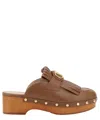 Valentino Leather Mules In Brown