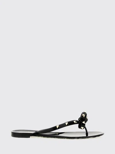 Valentino Garavani Rockstud Pvc Flip Flops In Black