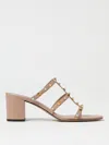 Valentino Rockstud Caged 60mm Slide Sandals In Beige