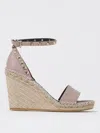 Valentino Rockstud Womens Leather Wedges Espadrilles In Beige