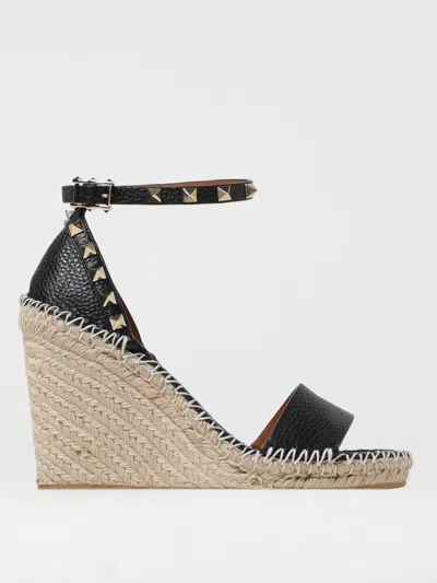 Valentino Garavani Double Rockstud Wedge Sandals 105mm In Black