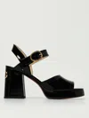 Valentino Block Heel Buckle Detail Open Toe Sandals In Black