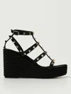 Valentino Rockstud Wedge Sand In Black