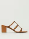 Valentino Rockstud Slide Sandal In Calfskin With Cabochon Stones 60mm In Brown