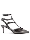 Valentino Rockstud Caged 65 Leather Ankle Strap Pump