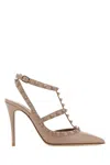 Valentino Antiqued Pink Leather Rockstud Pumps In Nude